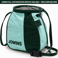 Sac à craie d'escalade en velours côtelé avec logo personnalisé, boucle pour brosse et ceinture, pochette à craie de bouldering bicolore verte OEM
