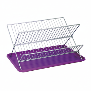 Scolapiatti pieghevole in metallo MSV con vassoio, colore viola, 40 x 34,5 x 27 cm - Product Image 2