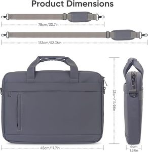 Bolso de hombro para ordenador portátil de 17,3 pulgadas para hombres y mujeres correa de hombro resistente al agua maletín de transporte bolso de ordenador estuche grande - Product Image 2
