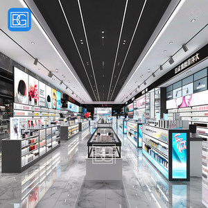 Chất lượng cao mỹ phẩm Showcase đứng giá Nước hoa hiển thị kiosk slatewall Tóc Giả Kệ mỹ phẩm hiển thị đứng với đèn LED - Product Image 4