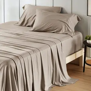 Oeko-Tex Certified Organic Pure Bamboo Viscose Cooing Bed Sheets Bedding Set