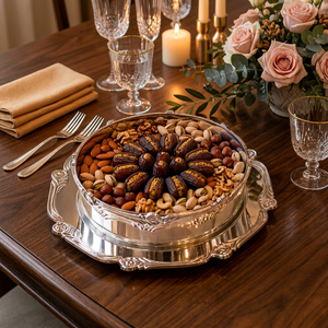 Luxury Stainless Steel Decorative Serving <b>Bowl</b> with Base Round Dry Fruit <b>Snack</b> <b>Bowl</b> for Home Hotel Table Display - Product Image 3