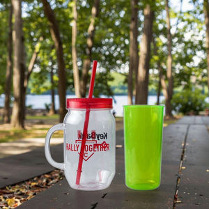 Gobelet en plastique PS à double paroi transparent avec logo personnalisé, avec poignée de tasse Mason pré-percée, nouveauté, vaisselle fabriquée au Vietnam - Product Image 2