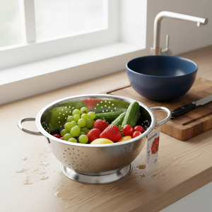 Colino in acciaio inossidabile 28 cm colino da cucina con rete lavabile in lavastoviglie per frutta verdura cibo uso domestico - Product Image 3