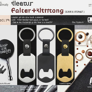 Llavero Abridor de Botellas de Acero Inoxidable, Impermeable, Moderno, Estilo Ejecutivo, con Hebilla de Cuero para Grabado y Estampado Láser - Product Image 3