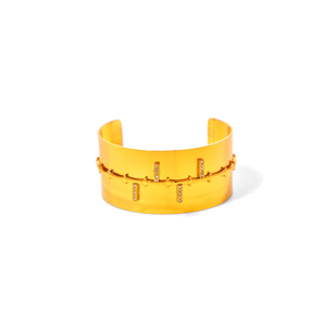 Bracelet manchette tendance en acier inoxydable 316L plaqué or PVD, bijoux durables et résistants SmileJoyas BBBA-04356, géométrique et à la mode - Product Image 2