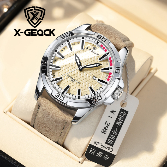 High Quality Original Men's Waterproof Luminous Quartz Watch Luxury Men's Leather Strap Alloy case Watch