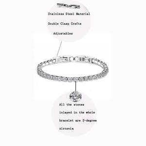 Bracelet de tennis carré tendance 2026 avec pierres CZ transparentes, plaqué argent, bijoux pour femmes, bracelets perlés en cristal glacé - Product Image 4