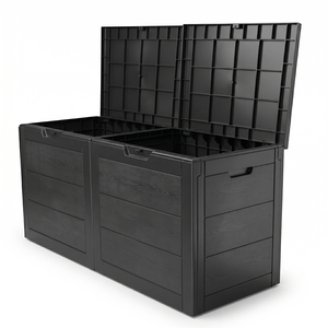 Grand bac de rangement extérieur 250L, boîte en PP résistante aux intempéries avec roues et poignée pour outils de jardin, garage, équipement - Product Image 3