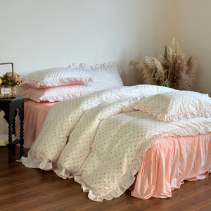 Nouvel ensemble de literie quatre pièces style princesse en dentelle, coton lavé 300 fils, drap, taie d'oreiller, housse de <span class=keywords><strong>couette</strong></span>, taille <span class=keywords><strong>petite</strong></span>, frais et moderne - Product Image 6