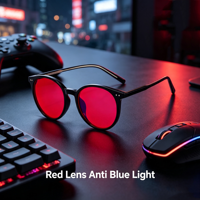 Lunettes de jeu rondes unisexes, monture TR90, verres anti-lumière bleue PC, anti-reflets UV400, pour ordinateur, conduite, réduction de la fatigue oculaire