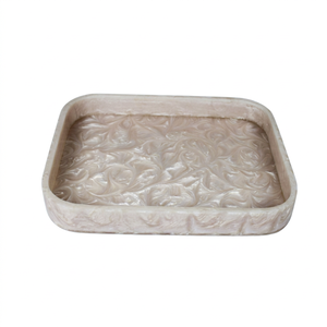 Bandeja de Servir de Resina Hecha a Mano, 100% Ecológica, de Primera Calidad, con Asas Decorativas, Artesanía de Moda India - Product Image 1