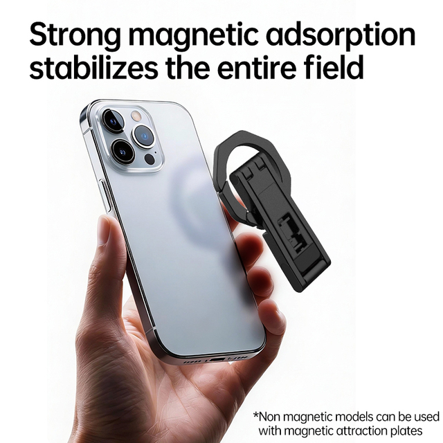 Magnetic Mobile Phone Bracket Desktop Tripod Zinc Alloy Mountaineering Buckle Foldable Portable Travel Selfie Stick Compatible
