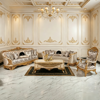 Ensemble de canapés de luxe classiques et néoclassiques, design européen sculpté à la main, ensemble de canapés et de fauteuils en bois massif, couleur et taille personnalisées