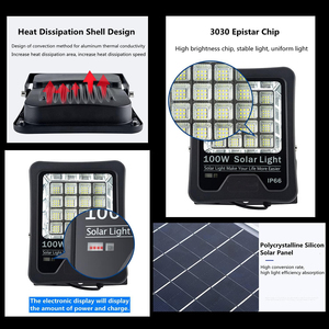 Projecteur LED solaire extérieur industriel étanche IP65 pour jardin, vente en gros - Product Image 2
