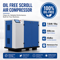 Compresseur d'air à défilement sans huile 10hp 830lpm de première qualité sans entretien sans décharge