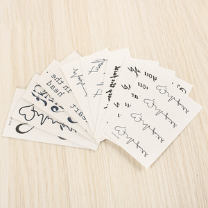 OEM personalizzato di alta qualità temporaneo inchiostro di testo nero adesivo del <span class=keywords><strong>tatuaggio</strong></span> bel disegno Lettering - Product Image 1