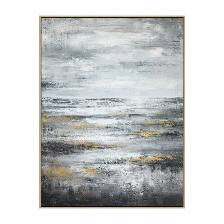 Abstract Seascape Skyline Picture Home Decoration Wall Art Acrylic Gold Painting On Canvas