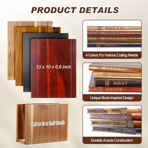 Ensemble de planches à découper en bois d'acacia en forme de <span class=keywords><strong>livre</strong></span>, support de livres en bois massif, planche à découper en forme de <span class=keywords><strong>livre</strong></span> pour <span class=keywords><strong>la</strong></span> <span class=keywords><strong>cuisine</strong></span>, le <span class=keywords><strong>fromage</strong></span> et le pain - Product Image 2