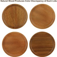 Couvre-bocal rond en bois de noyer et d'acacia personnalisé pour bouteilles en verre, design moderne et simple, usage domestique