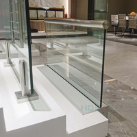 HDSAFE Base en aluminium en forme de U pour garde-corps de balcon monté sur le côté du pont, pour garde-corps en verre sans cadre, balustrade en verre, garde-corps d'escalier en verre
