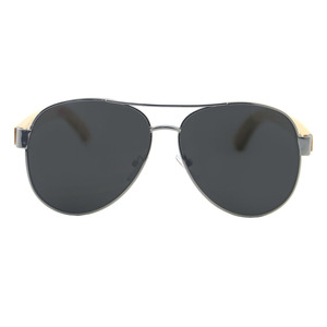 Солнцезащитные очки унисекс с легкой металлической оправой и деревянными дужками, защита от УФ-излучения UV400, модные, с двойной перемычкой, для активного отдыха и вождения - Product Image 2