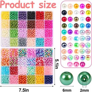 6Mm Abs Dyed Pearls 48 Colors 2400 Pieces Loose <b>Beads</b> For Diy Bracelet Necklace Making Jewelry Supplies - Product Image 2