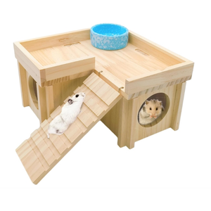 Maisonnette <span class=keywords><strong>en</strong></span> <span class=keywords><strong>bois</strong></span> avec escalier et fenêtre pour petits animaux – Habitat et abri - Product Image 1