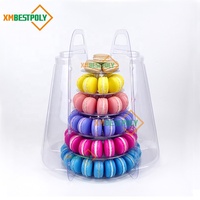 Haute Qualité 6 Niveaux Macaron Tour Stand Cupcake Dessert En Plastique Transparent Présentoir Avec Étui De Transport