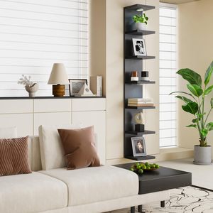 <strong>Floating</strong> <strong>Shelves</strong> <strong>Black</strong> Wall Decor 7 Tier Wall <strong>Shelf</strong> Unit with LED Lights Lack <strong>Shelf</strong> for Home Organizer - Product Image 5