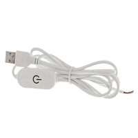 Câble d'alimentation USB-A vers fils ouverts avec lampe LED à contrôle tactile et variateur d'intensité, cordon d'alimentation USB avec interrupteur marche/arrêt, câble variateur 1,5 m