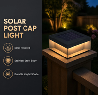 Lampe solaire de poteau IP65 étanche à quatre faisceaux, éclairage extérieur pour poteau de portail principal, lampe LED en acier inoxydable pour poteau de portail
