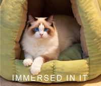 Lit pour chat et chien en forme de melon, pliable, luxueux, pour l'hiver, voyage, coton doux, maison pour animaux de compagnie, nouveauté 2026