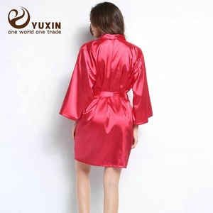 Jubah Pengiring Pengantin Jubah Satin Berkualitas Tinggi Lengan Tiga Perempat Spandex Jubah Sutra Lebih Tebal 6010 - Product Image 5