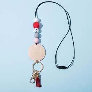 Collar de discos de silicona de colores al por mayor con monograma, llavero, cordón con cuentas para profesores y enfermeras - Product Image 3