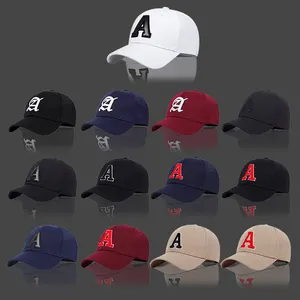 Gorra de béisbol de moda de verano para hombre, venta al por mayor, letra A, bordado, 6 paneles, gorra de béisbol deportiva