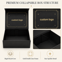 Boîte cadeau personnalisée de luxe en matériaux recyclés, carton noir de 2 mm d'épaisseur, impression avec revêtement UV, doublure en éponge magnétique, vêtements