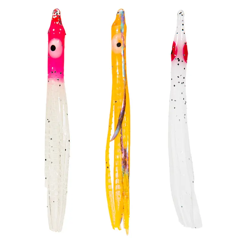 New 3+7 needle lure 80mm 10pcs/bag luminous Octopus Squid Skirts Soft Fishing Tuna Lure