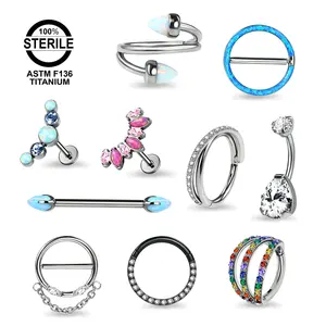 Moda oreja Conch Helix Tragus oreja Piercing alta calidad Labret Piercing anillo ASTM F136 titanio labio Stud anillo joyería