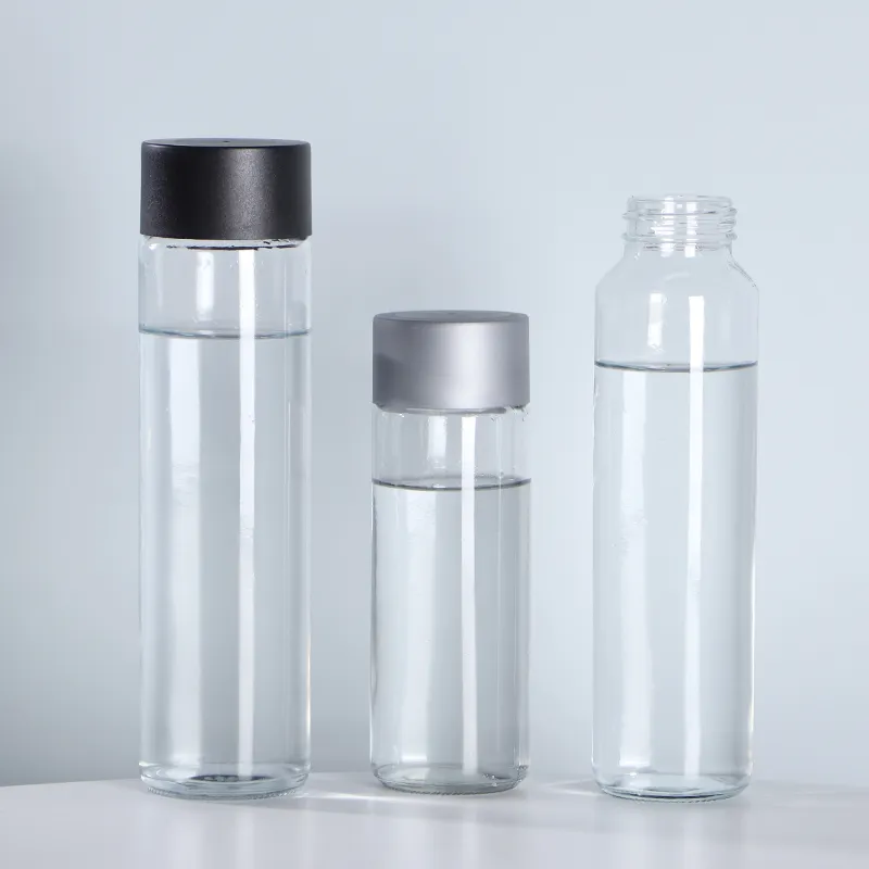 250 мл 300 мл 400 мл 500 мл 750 мл широкополая стеклянная бутылка для воды бутылка для напитков с пластиковой крышкой