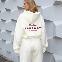 Ensemble sweat à capuche et pantalon de survêtement en molleton de coton blanc épais 460 GSM personnalisé pour femme, respirant, avec impression en relief, style décontracté