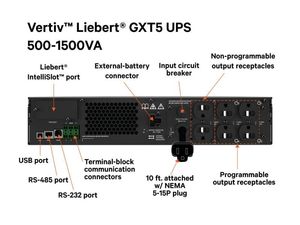 Vertiv Liebert GXT5-500LVRT2UXL <span class=keywords><strong>500VA</strong></span> 750VA 1KVA <span class=keywords><strong>1500VA</strong></span> 2KVA 3KVA <span class=keywords><strong>UPS</strong></span> 무정전 전원 공급 장치 온라인 <span class=keywords><strong>UPS</strong></span> 서버룸용 - Product Image 2