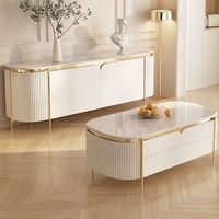 Meuble TV moderne léger et luxueux Table basse Armoire de rangement Combo Table à thé extensible en bois pour le salon et la pâtisserie