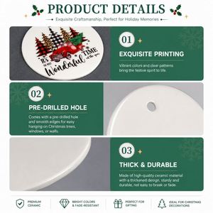 Colgante de Cerámica para Sublimación al por Mayor, Adorno Personalizado de Porcelana Blanca para Impresión por Transferencia Térmica, Regalo Artesanal - Product Image 3