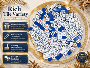 Jeu de Mahjong Personnalisé Bleu et Blanc 160 Tuiles Art Poisson Koi Acrylique Lucite OEM ODM Marque Privée NMJL Règles Professionnelles - Product Image 2