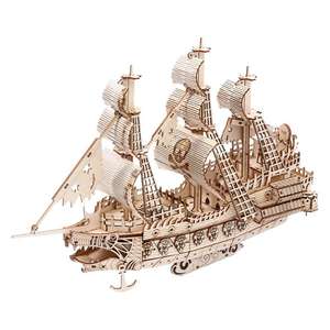 Modelo de Barco de Madera Dutchman, Rompecabezas 3D, Juguete Educativo de Bloques de Construcción para Armar, Regalo Hecho a Mano para Niños - Product Image 1