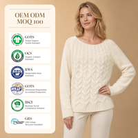 Pull en tricot personnalisé style preppy pour femme, col rond, laine et viscose
