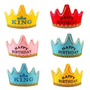 Diademas con Tiara de Rey para Niños con Logotipo Personalizado, Juego de Diademas con Luces LED Intermitentes para Decoración de Cumpleaños, Sombreros de Princesa Coloridos para Fiestas - Product Image 1