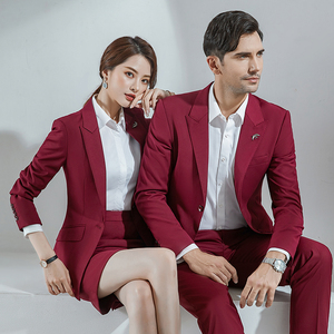 Costume professionnel <span class=keywords><strong>bordeaux</strong></span> pour hommes et femmes pour le printemps et l'automne Blazers élégants pour le travail Salopette à la mode Redingote - Product Image 1