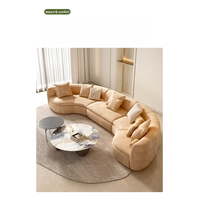 Ensemble de canapés Villa Nuage de Vent Crème 7 places au design minimaliste, avec tissu texturé moelleux et mousse compressée, style français moderne